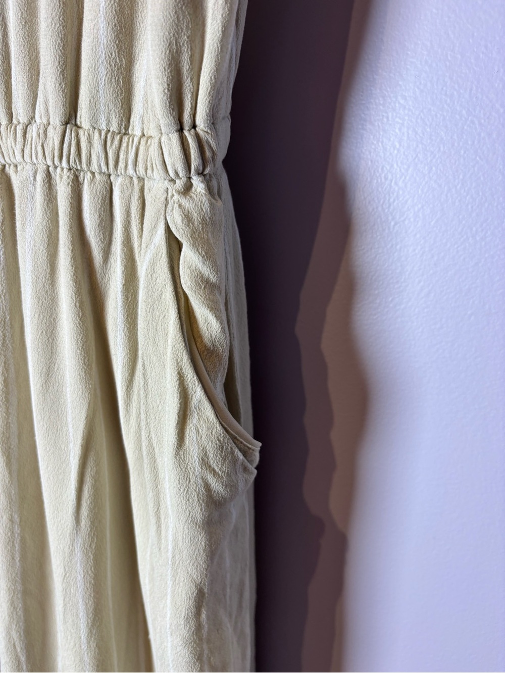 Wilfred Artizia Light Taupe White Striped Wide-Leg Ankle Length Jumpsuit Size S - Picture 3 of 8